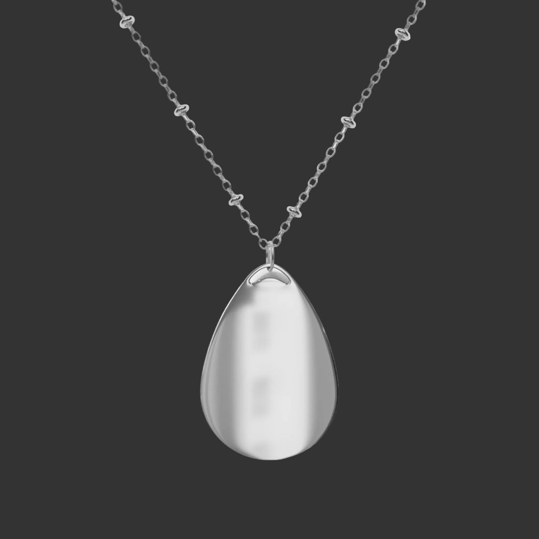 Oval Moon & Stars Engraved Necklace — "I Love You to the Moon & Back" Teardrop Pendant