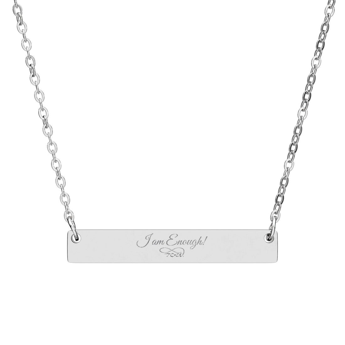 "You Are Enough" -- TCoU - Horizontal Name Bar Necklace in Silver, Gold or Rose Gold