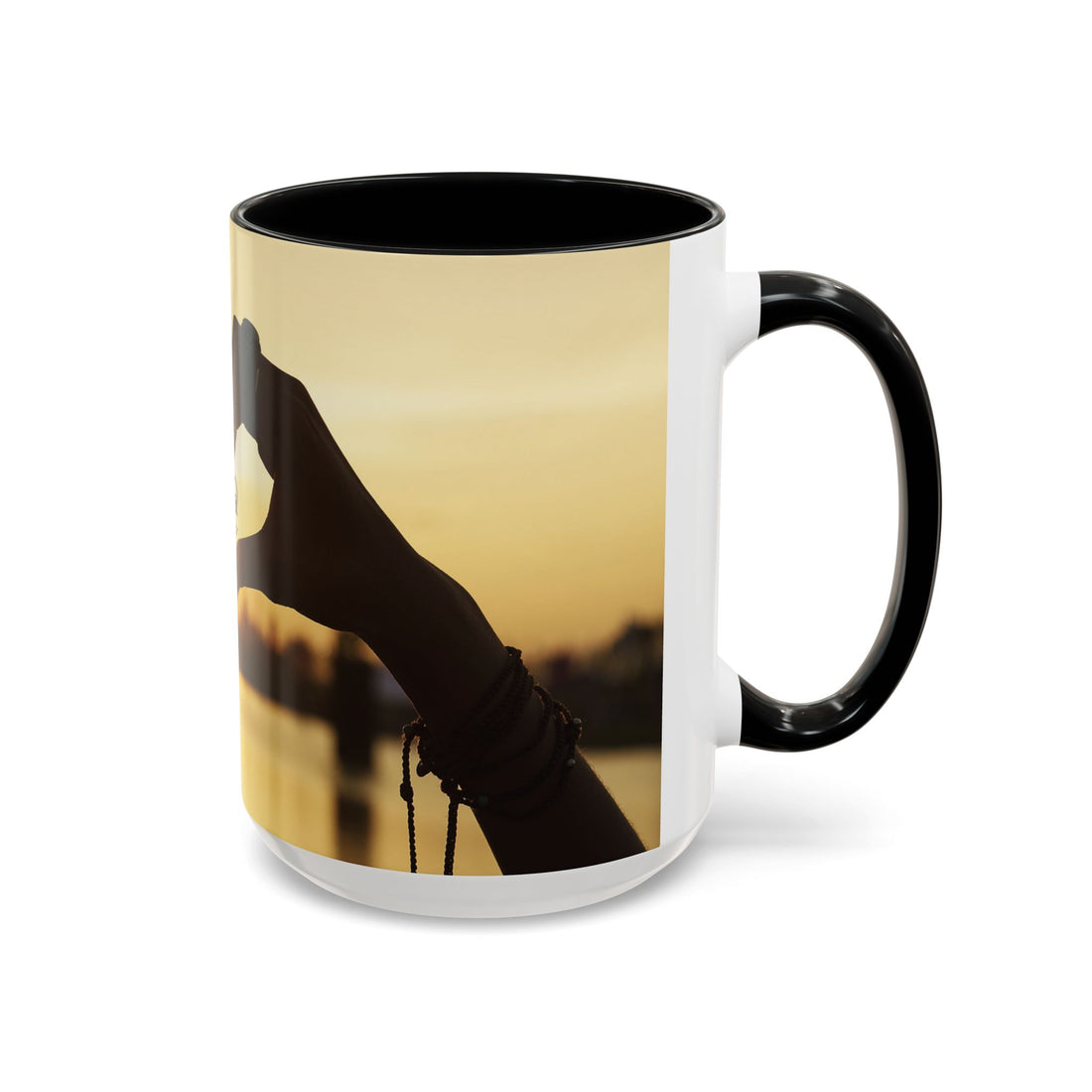 TCoU--Take Care of You -- Love Heart Sunset Accent Coffee Mug – Perfect to start your Morning choose from 11/15 oz. and many colors
