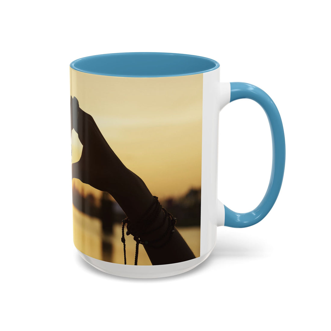 TCoU--Take Care of You -- Love Heart Sunset Accent Coffee Mug – Perfect to start your Morning choose from 11/15 oz. and many colors