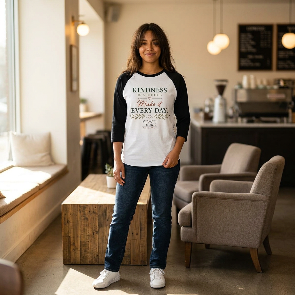 "Kindness Is A Choice" Raglan Shirt – Make It Every Day 3/4 Sleeve