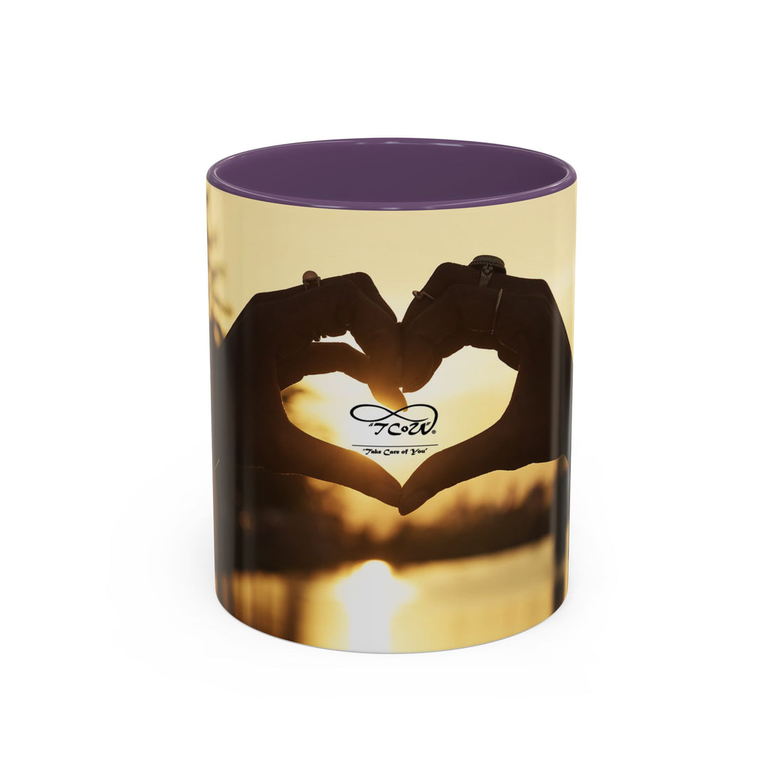 TCoU--Take Care of You -- Love Heart Sunset Accent Coffee Mug – Perfect to start your Morning choose from 11/15 oz. and many colors