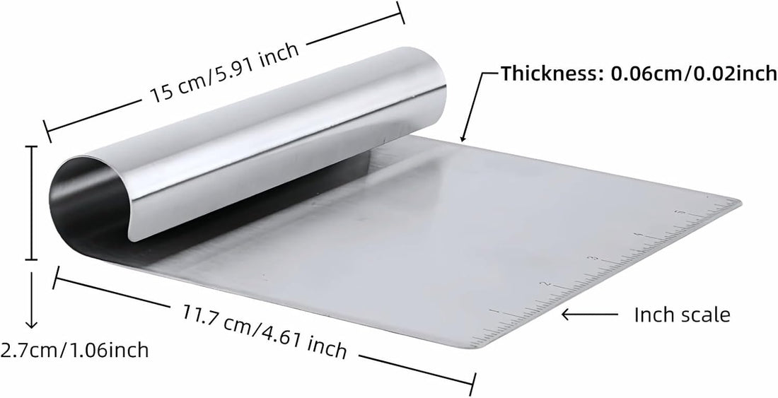 Dough Scraper and Bench Knife/scrapper--5.9" Professional Stainless Steel Dough Scraper and Bench Knife with Measurement Scale, Multi-Purpose Pastry Cutter for Baking, Pizza, Grill, Dough, Vegetables, TCoU Recommendations from Amazon Products