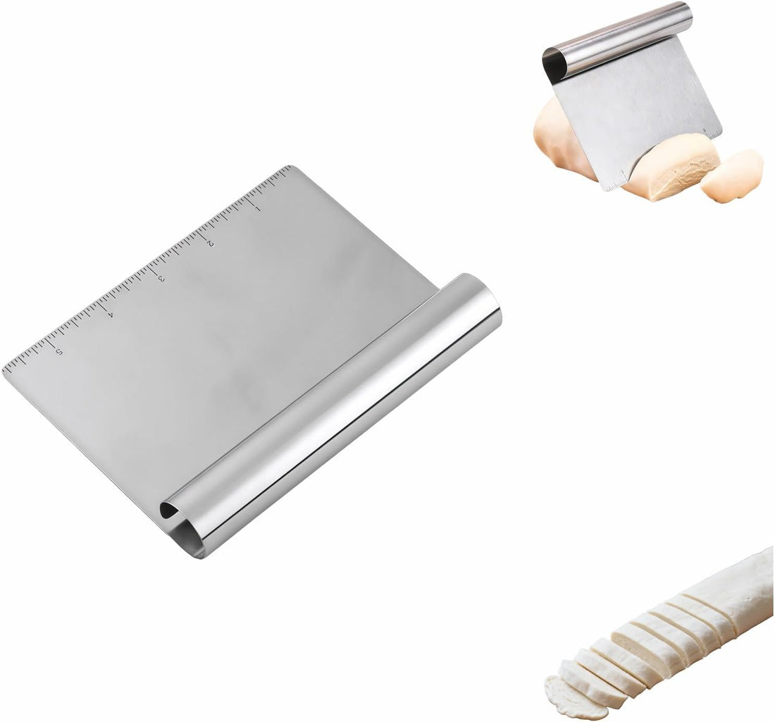 Dough Scraper and Bench Knife/scrapper--5.9" Professional Stainless Steel Dough Scraper and Bench Knife with Measurement Scale, Multi-Purpose Pastry Cutter for Baking, Pizza, Grill, Dough, Vegetables, TCoU Recommendations from Amazon Products