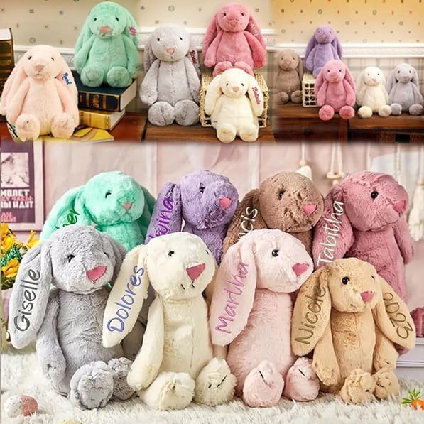 Personalized Bunny Stuffed Animal with Embroidered Child's Name, Handmade Custom Plush Toy for Girl or Boy, TCoU Recommendations from Amazon Products