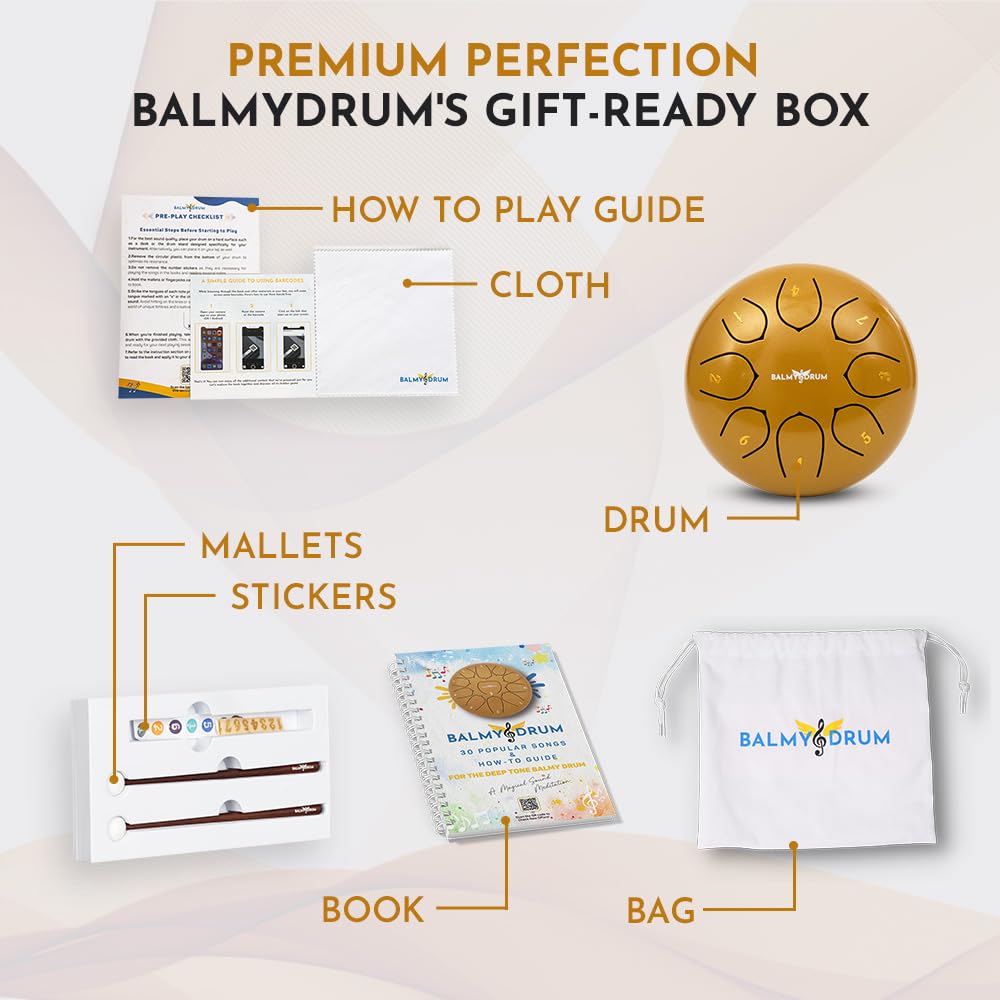 The Balmy Drum - 15 Note 14 Inch Steel Tongue Drum, Steel Drum Instrument, Drums For Children and Adults, Balmy Drum Set for Kids with Music Book, Handpan, Mallet and Carry Bag (Blue), TCoU Recommendations from Amazon Products