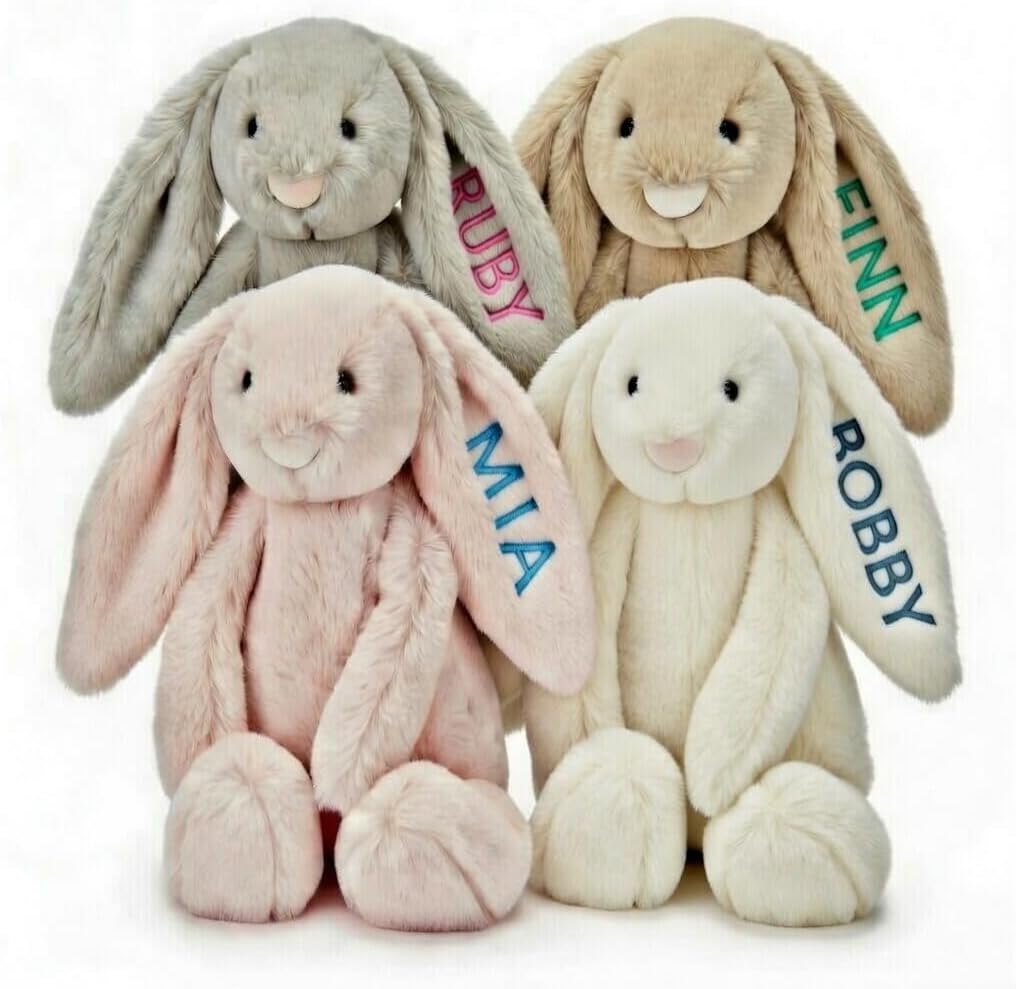 Personalized Bunny Stuffed Animal with Embroidered Child's Name, Handmade Custom Plush Toy for Girl or Boy, TCoU Recommendations from Amazon Products