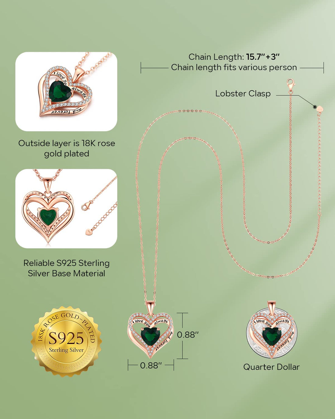 Always & Forever--I Love you Heart Necklace--S925 Sterling Silver Necklace for Women, TCoU Recommendations from Amazon Products