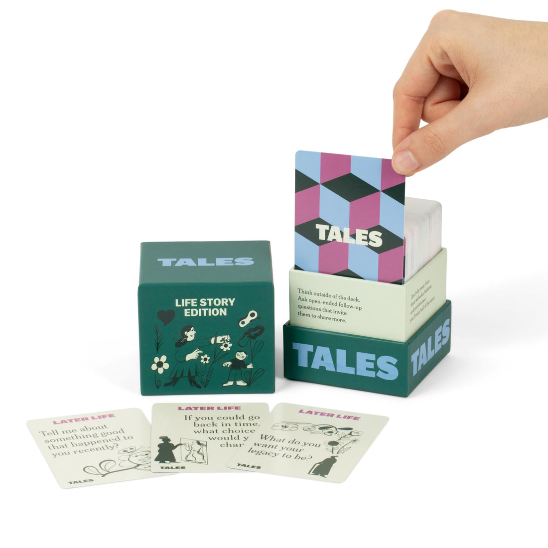 Party game--TALES 150 Life Story Interview Kit, Conversation Cards, for Grandparents, Parents, Families, Adults, Game Night, Road Trips, Dinner Table, Getting to Know You (New Edition), TCoU Recommendations from Amazon Products