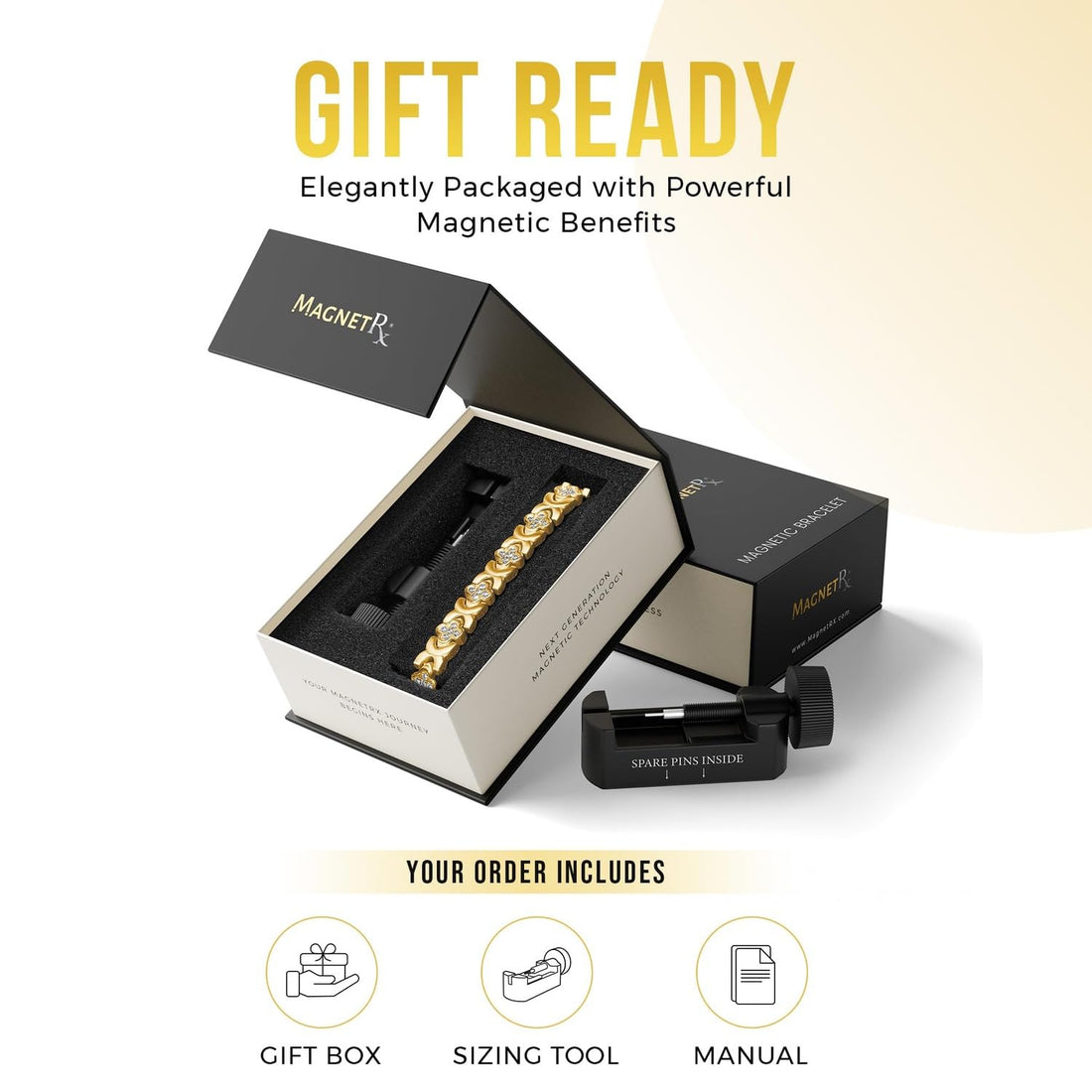 MagnetRX® Magnetic Bracelets for Women — Premium Four Leaf Clover Bracelet with Crystals and Ultra Strength Magnets — Adjustable Length with Included Sizing Tool (Gold), TCoU Recommendations from Amazon Products