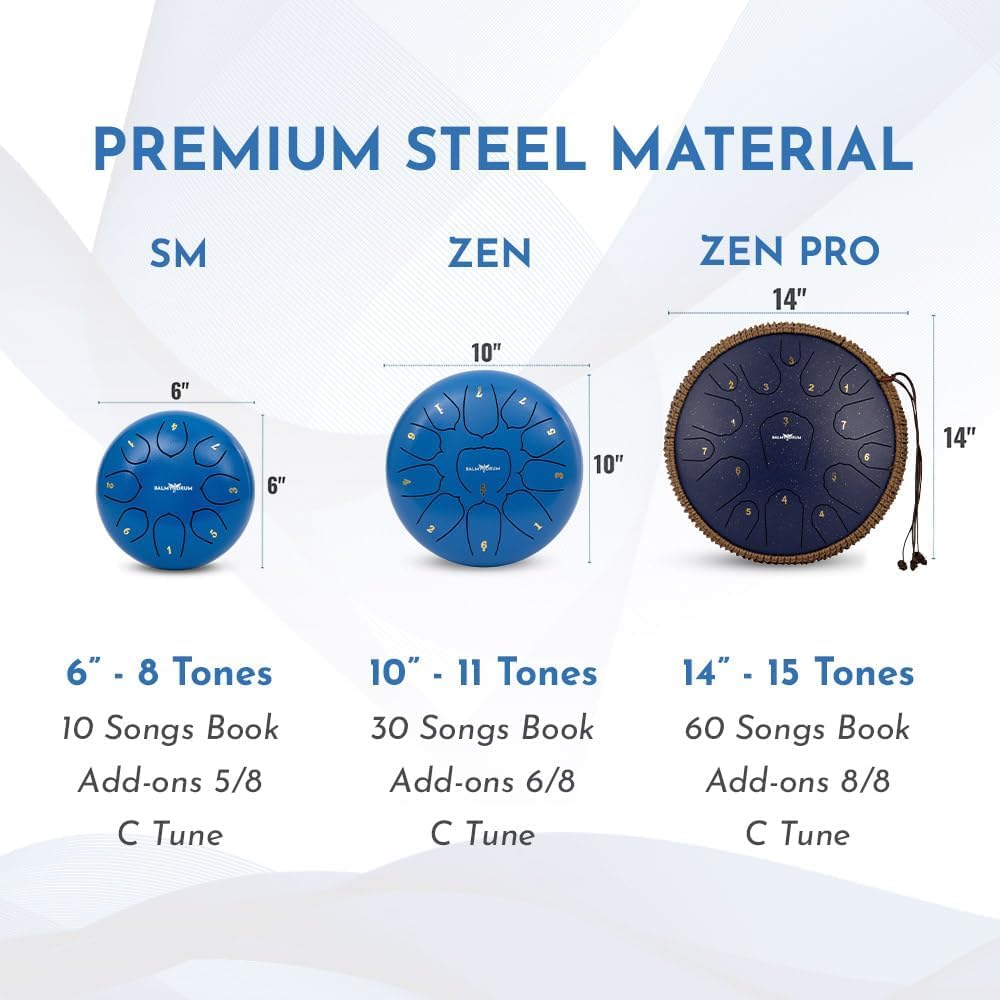 The Balmy Drum - 15 Note 14 Inch Steel Tongue Drum, Steel Drum Instrument, Drums For Children and Adults, Balmy Drum Set for Kids with Music Book, Handpan, Mallet and Carry Bag (Blue), TCoU Recommendations from Amazon Products