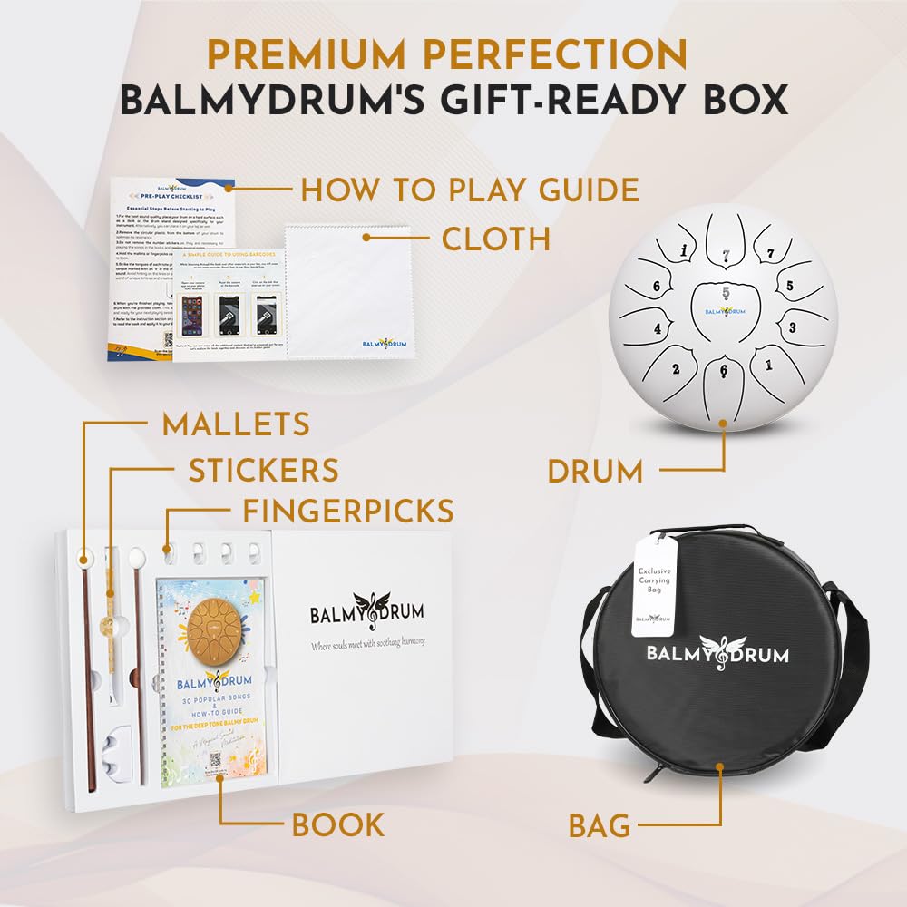 The Balmy Drum - 15 Note 14 Inch Steel Tongue Drum, Steel Drum Instrument, Drums For Children and Adults, Balmy Drum Set for Kids with Music Book, Handpan, Mallet and Carry Bag (Blue), TCoU Recommendations from Amazon Products