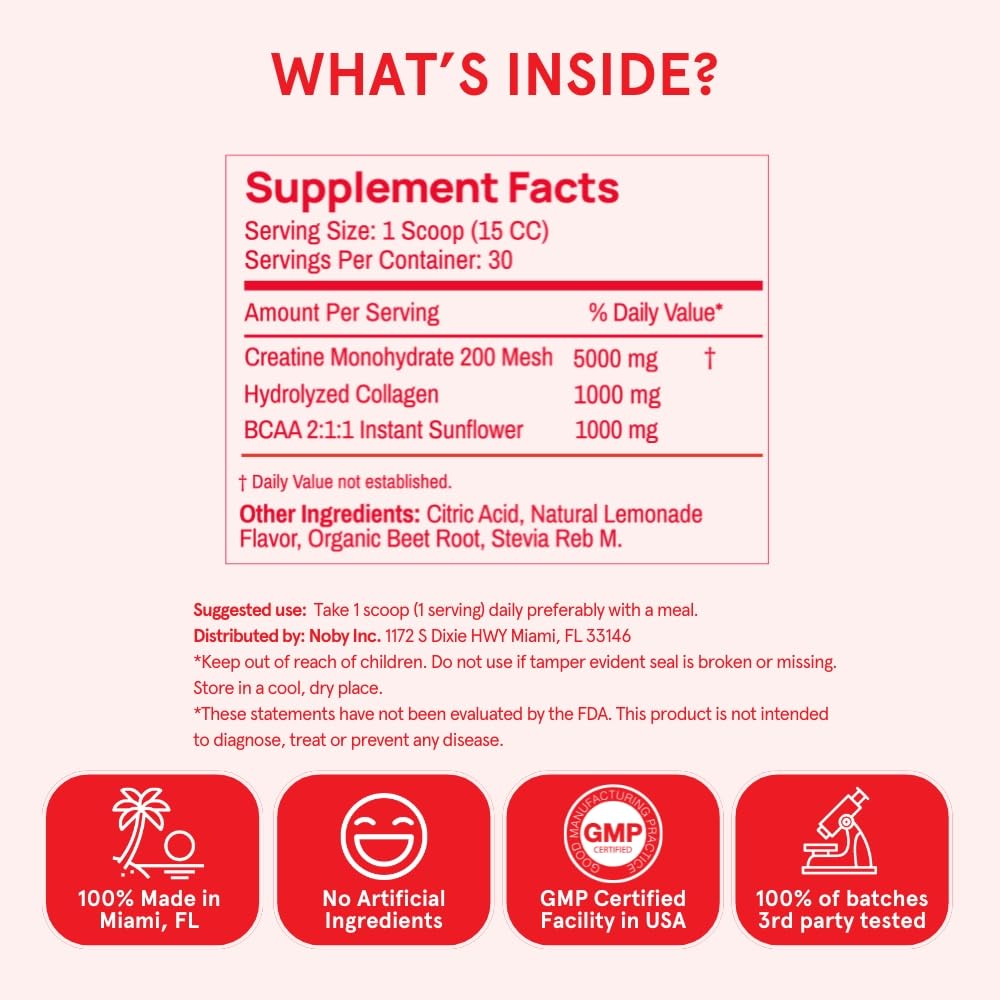 Creatine Peach Perfect Monohydrate Powder, Glute Builder Creatine for Women with Collagen, BCAAs, 5g Vegan Micronized Creatine per Serving, for Energy, Muscle Support, 30 SVG, Peach Flavor, TCoU Recommendations from Amazon Products