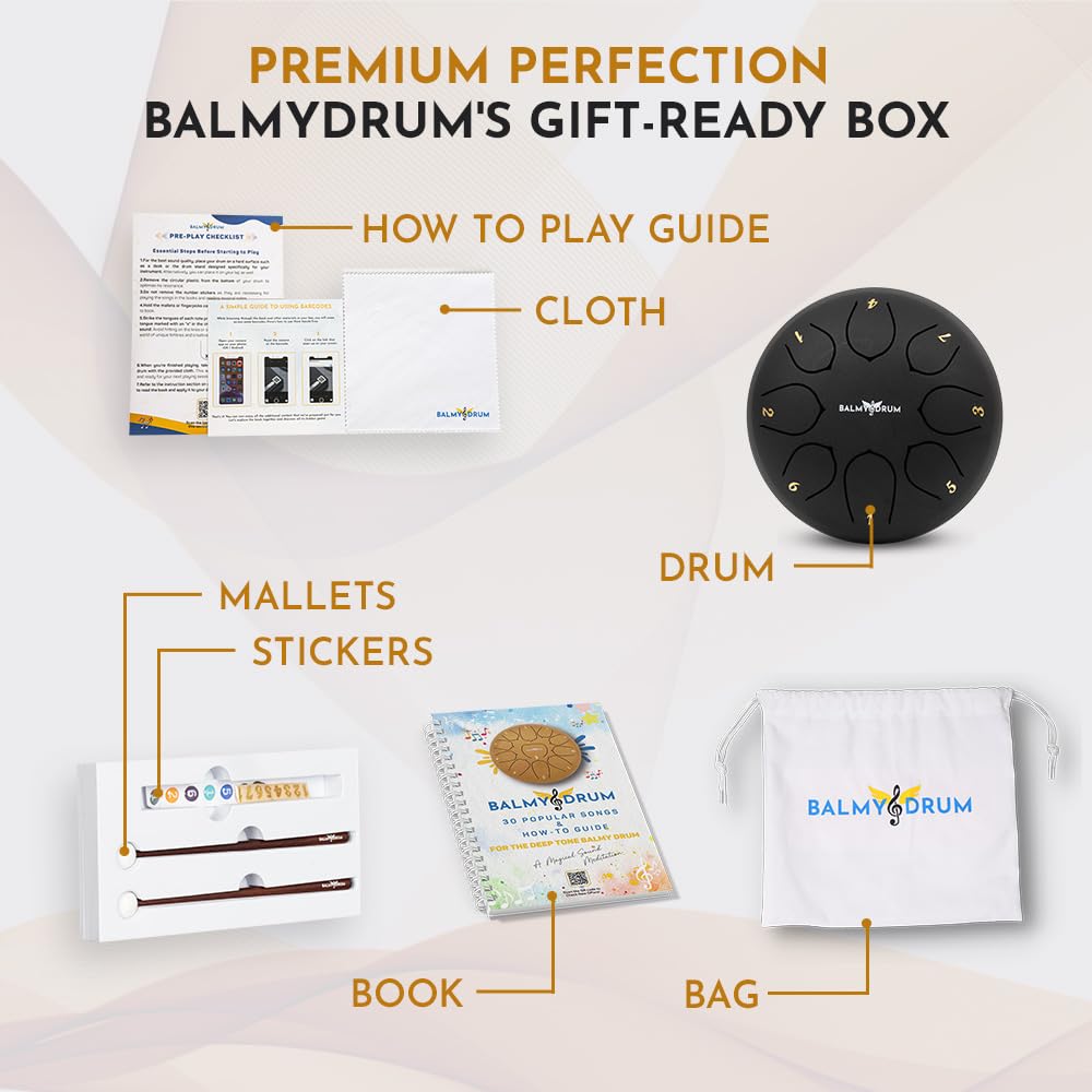 The Balmy Drum - 15 Note 14 Inch Steel Tongue Drum, Steel Drum Instrument, Drums For Children and Adults, Balmy Drum Set for Kids with Music Book, Handpan, Mallet and Carry Bag (Blue), TCoU Recommendations from Amazon Products