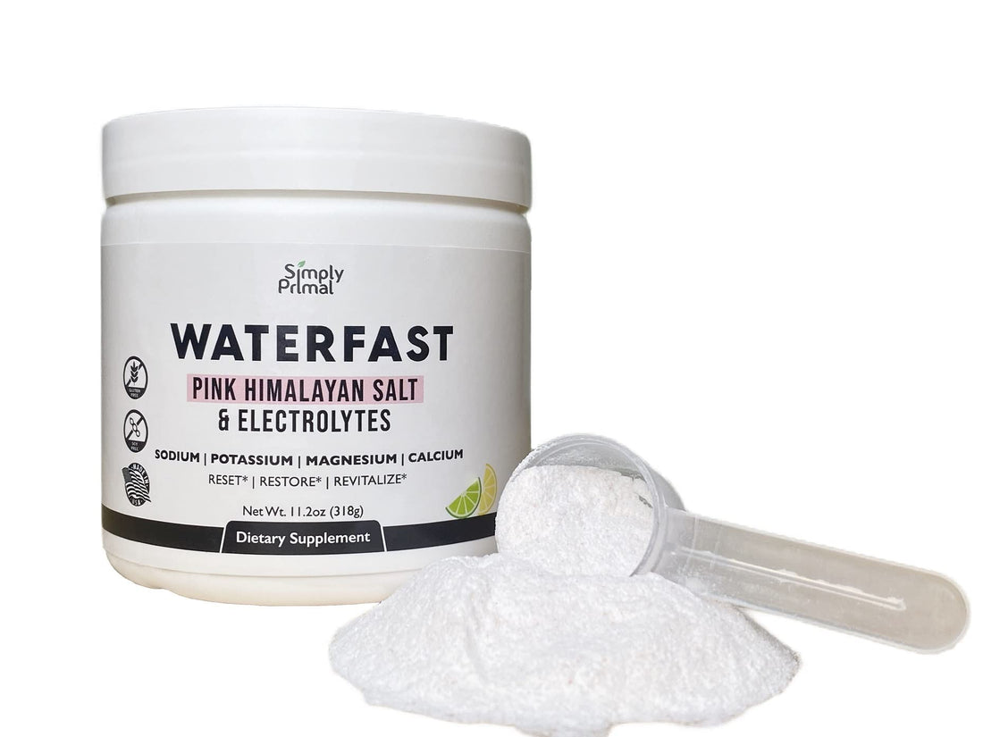 WATERFAST Keto Electrolyte Powder for Fasting and Hydration - Lemon Lime Flavor | Pink Himalayan Salt (Sodium), Potassium, Magnesium, Calcium | Sugar Free, Gluten Free, Soy Free, TCoU Recommendations from Amazon Products