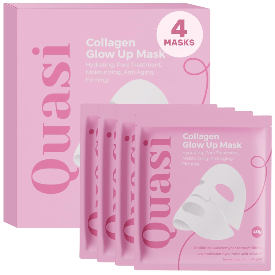 Quasi Bio-Collagen Face Mask Overnight – Hydrating Korean Sheet Mask – Niacinamide & Low Molecular Collagen – Firming & Smoothing Skincare for All Skin Types – 4 Masks-TCoU Recommendations from Amazon Products