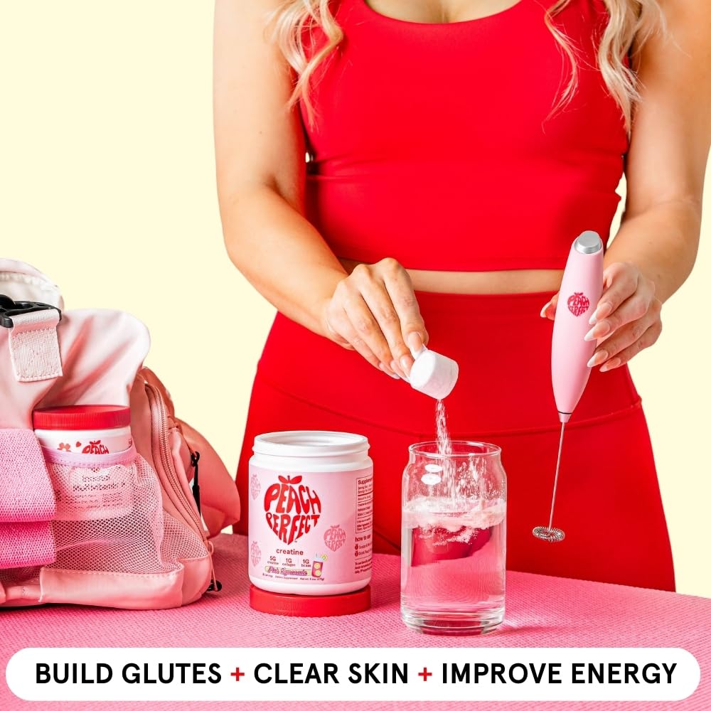 Creatine Peach Perfect Monohydrate Powder, Glute Builder Creatine for Women with Collagen, BCAAs, 5g Vegan Micronized Creatine per Serving, for Energy, Muscle Support, 30 SVG, Peach Flavor, TCoU Recommendations from Amazon Products