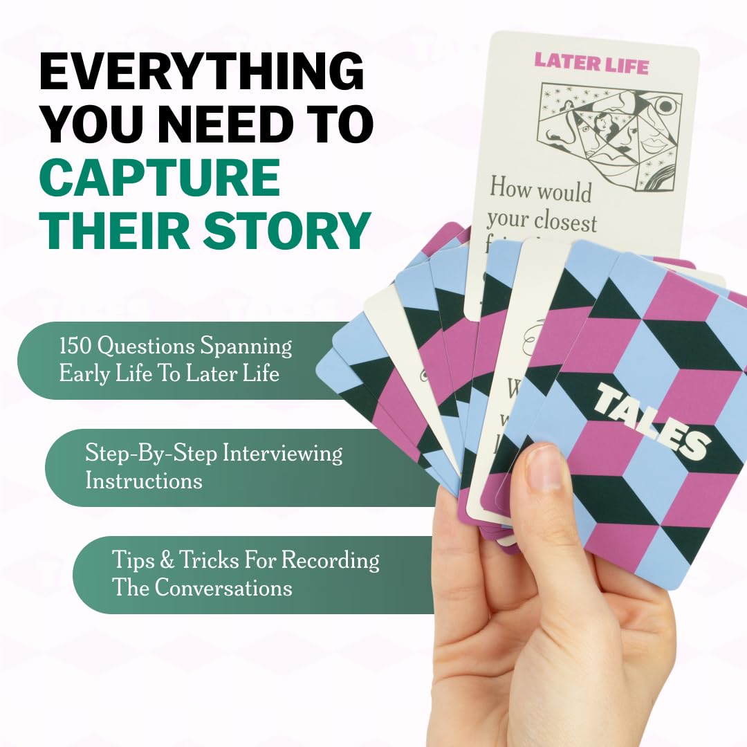 Party game--TALES 150 Life Story Interview Kit, Conversation Cards, for Grandparents, Parents, Families, Adults, Game Night, Road Trips, Dinner Table, Getting to Know You (New Edition), TCoU Recommendations from Amazon Products