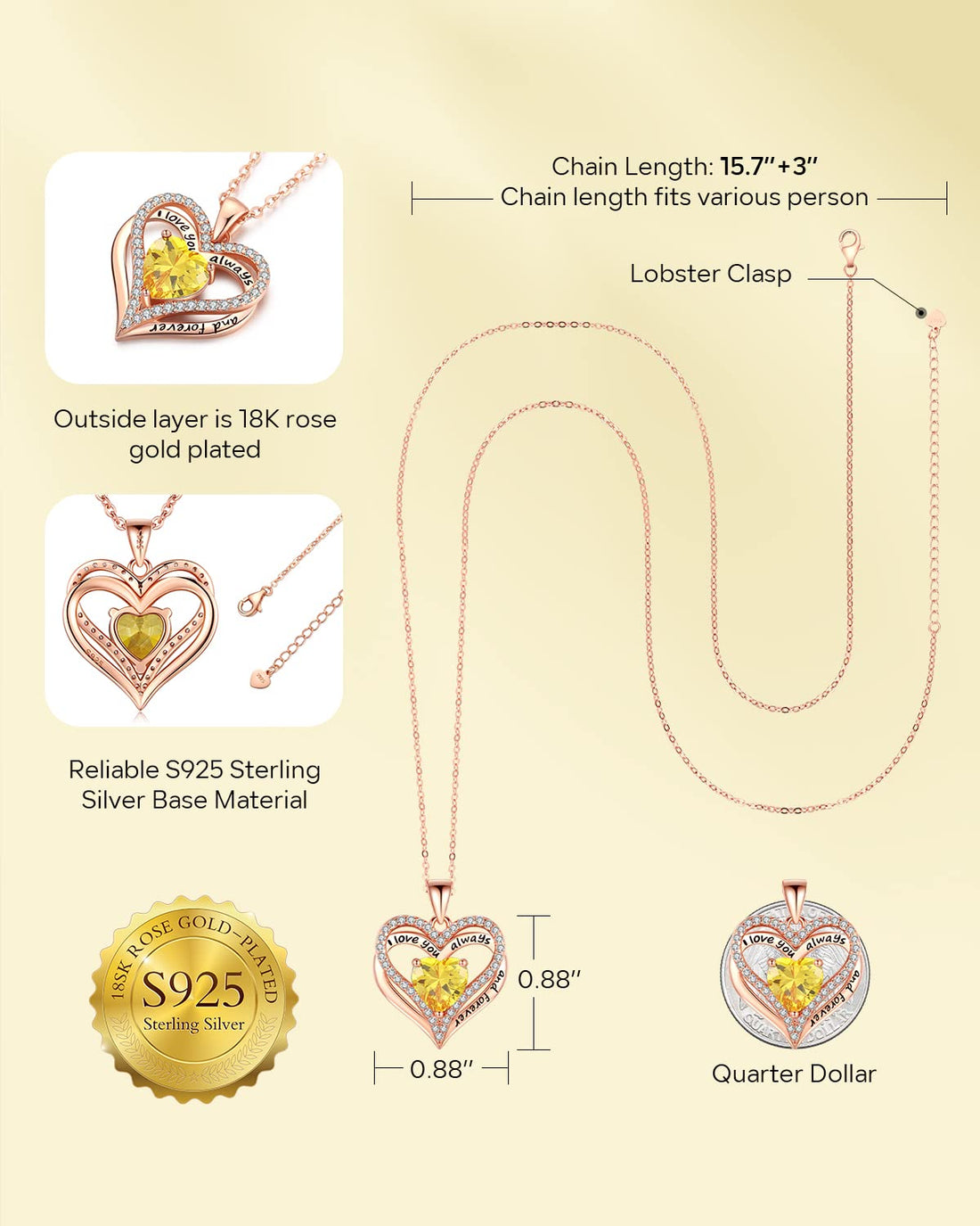 Always & Forever--I Love you Heart Necklace--S925 Sterling Silver Necklace for Women, TCoU Recommendations from Amazon Products