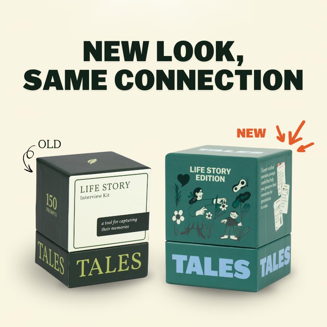 Party game--TALES 150 Life Story Interview Kit, Conversation Cards, for Grandparents, Parents, Families, Adults, Game Night, Road Trips, Dinner Table, Getting to Know You (New Edition), TCoU Recommendations from Amazon Products