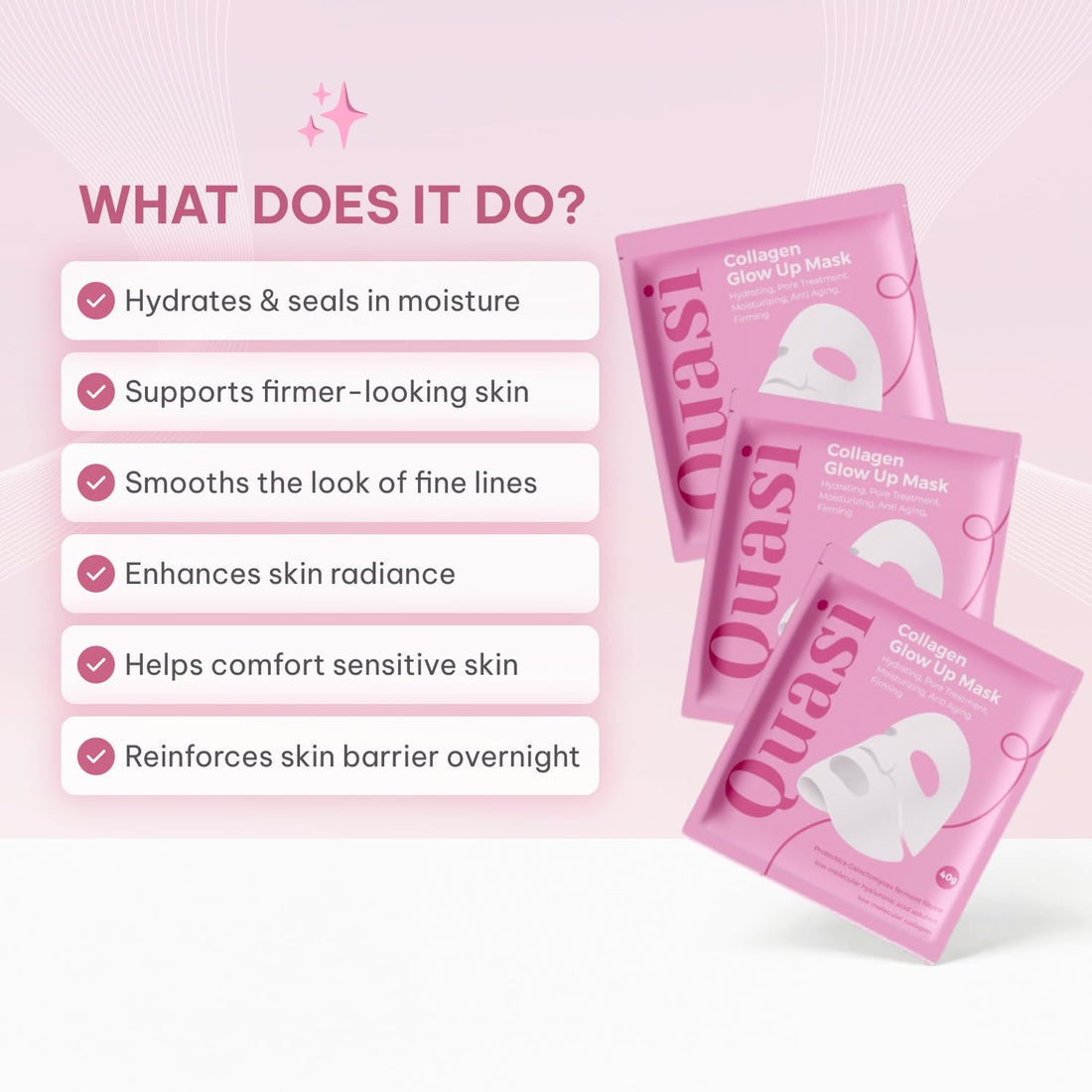 Quasi Bio-Collagen Face Mask Overnight – Hydrating Korean Sheet Mask – Niacinamide & Low Molecular Collagen – Firming & Smoothing Skincare for All Skin Types – 4 Masks-TCoU Recommendations from Amazon Products