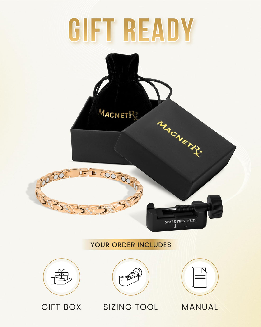 MagnetRX® Magnetic Bracelets for Women — Premium Four Leaf Clover Bracelet with Crystals and Ultra Strength Magnets — Adjustable Length with Included Sizing Tool (Gold), TCoU Recommendations from Amazon Products