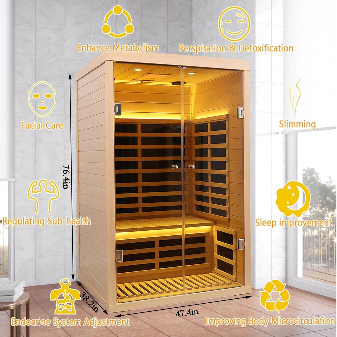 Home Sauna--Smart APP Control 2-3 Person Ultra Low EMF (0-5mG) Far Infrared Sauna for Home, 1520W Hemlock Wood Sauna Room with Bluetooth Speaker & Chromotherapy Lights, LCD Touch Panel, Constant Temperature Cover-TCoU Recommendations from Amazon Products