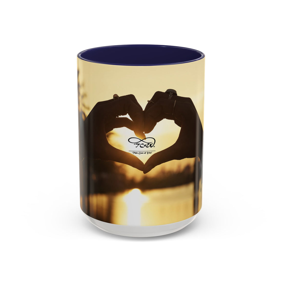 TCoU--Take Care of You -- Love Heart Sunset Accent Coffee Mug – Perfect to start your Morning choose from 11/15 oz. and many colors