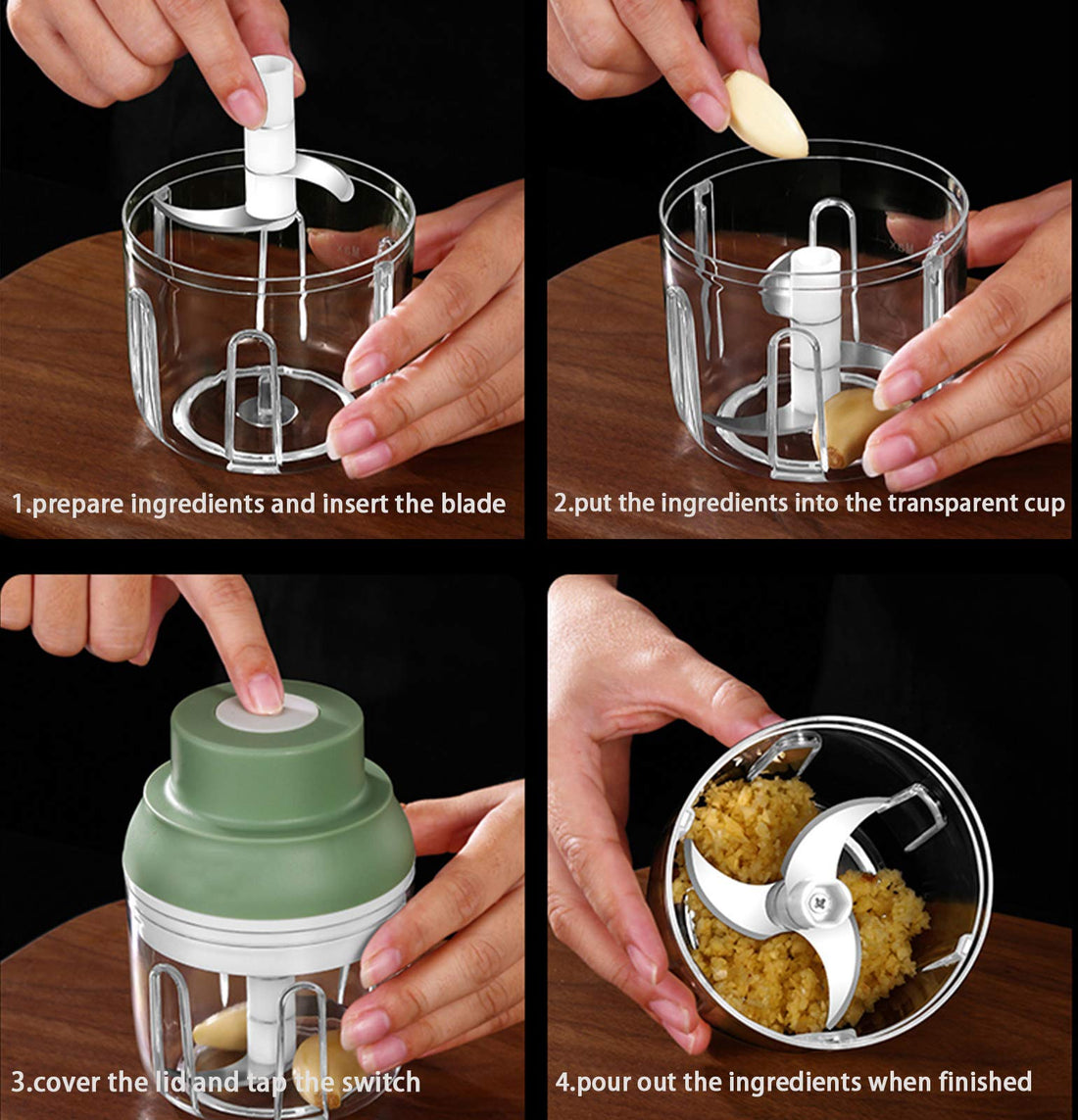 Electric Mini Food Chopper,250ML Portable Garlic Chopper with USB Charging Function, Mini Food Slicer for Onion Vegetables Chili Ginger Meat Nuts Fruits Salad (Green),TCoU Recommendations from Amazon Products