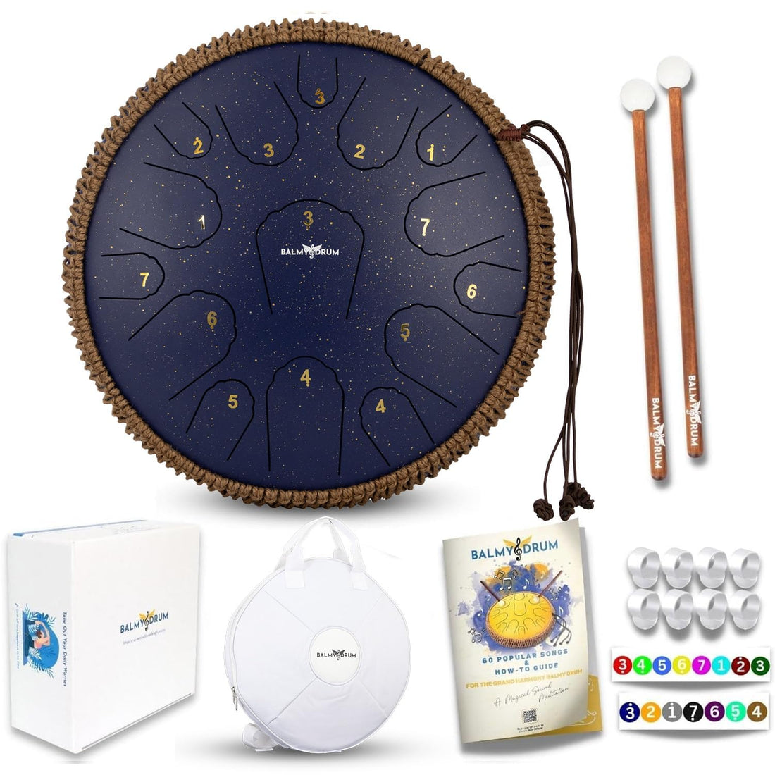 The Balmy Drum - 15 Note 14 Inch Steel Tongue Drum, Steel Drum Instrument, Drums For Children and Adults, Balmy Drum Set for Kids with Music Book, Handpan, Mallet and Carry Bag (Blue), TCoU Recommendations from Amazon Products