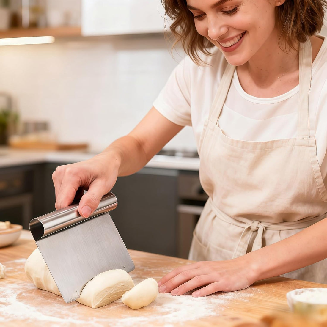 Dough Scraper and Bench Knife/scrapper--5.9" Professional Stainless Steel Dough Scraper and Bench Knife with Measurement Scale, Multi-Purpose Pastry Cutter for Baking, Pizza, Grill, Dough, Vegetables, TCoU Recommendations from Amazon Products