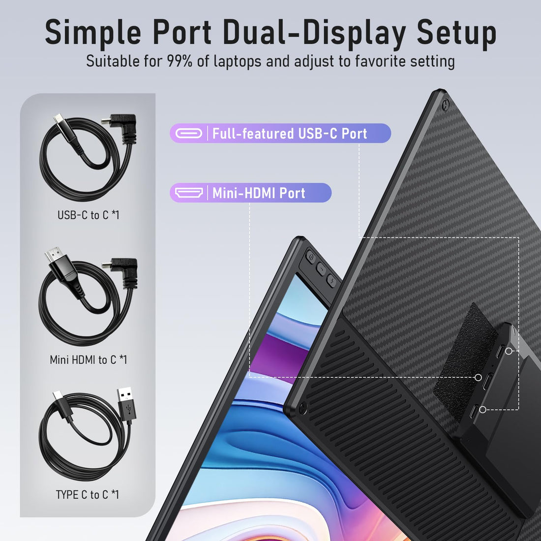 XX-Shop Amazon Products-TCoU affiliate--Laptop Screen Extender, 14'' FHD 1080P Ultra-Slim Triple Portable Monitor for Laptops, Two Cable USB-C Travel Monitor Extender Plug & Play for 13"-17" Laptop, Compatible with Wins/Mac/Android/Chrome