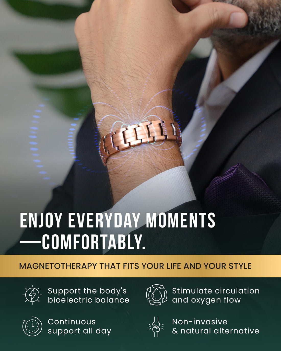 MagnetRX® Magnetic Copper Bracelet for Men — EllipseMAX 5X Strength 5,000 Gauss Magnets — Designed in USA & Patent Pending — Premium Mens Copper Bracelet with Adjustable Length, TCoU Recommendations from Amazon Products