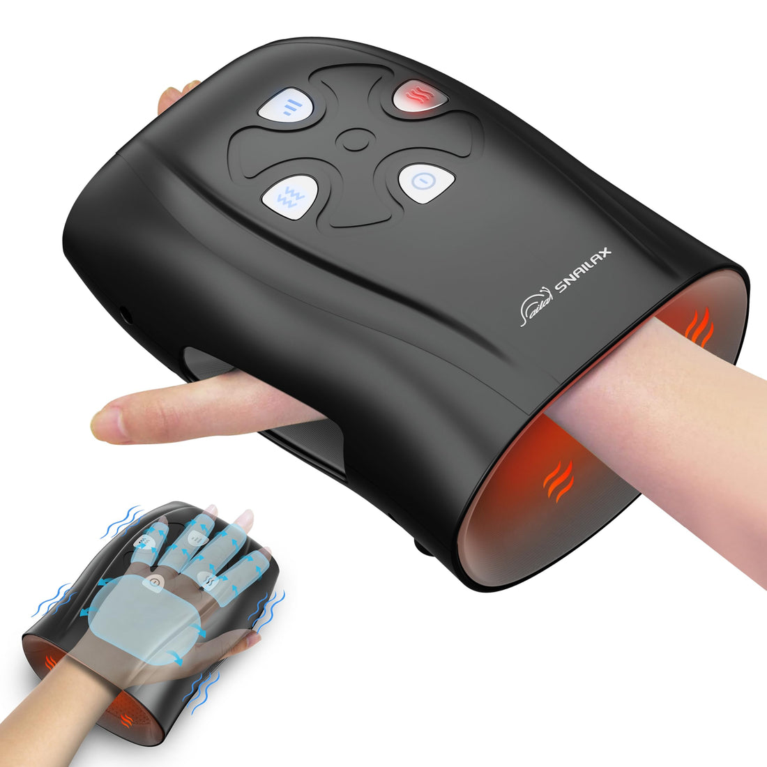 Hand Massager with Heat and Compression, Vibration, Cordless Hand Massager for Arthritis, Carpal Tunnel, Gifts for Women, Men, Mom (Black)-made by Snailax--TCoU Recommendations from Amazon Products