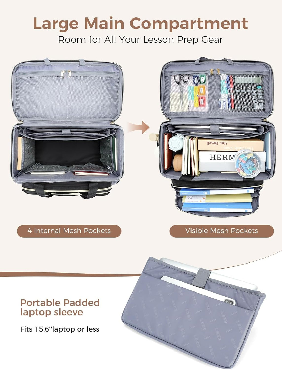 Rolling Bag with 4-Wheels 360° Spinner, Hardside Rolling Tote Work Bags for Women, Teacher, Office, Craft, Nurse, Large Roller Laptop, Briefcase, with Accordion File, Quilted Black-TCoU Recommendations from Amazon Products