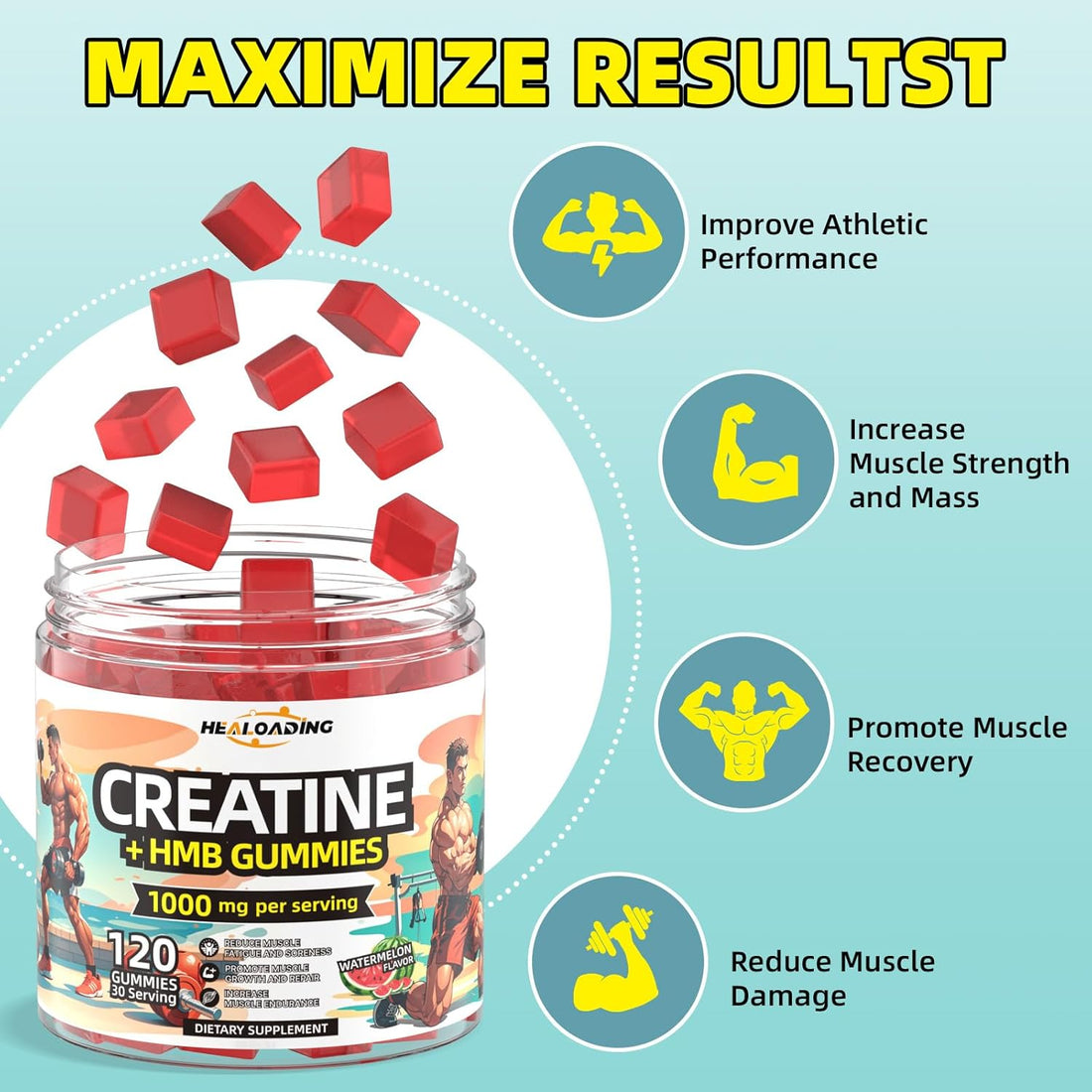 Creatine Monohydrate Gummies HMB Supplements for Men - Creatine and HMB Supplement for Boost Strength Performance Build Muscle Supports and Muscle Growth & Recovery, TCoU Recommendations from Amazon Products