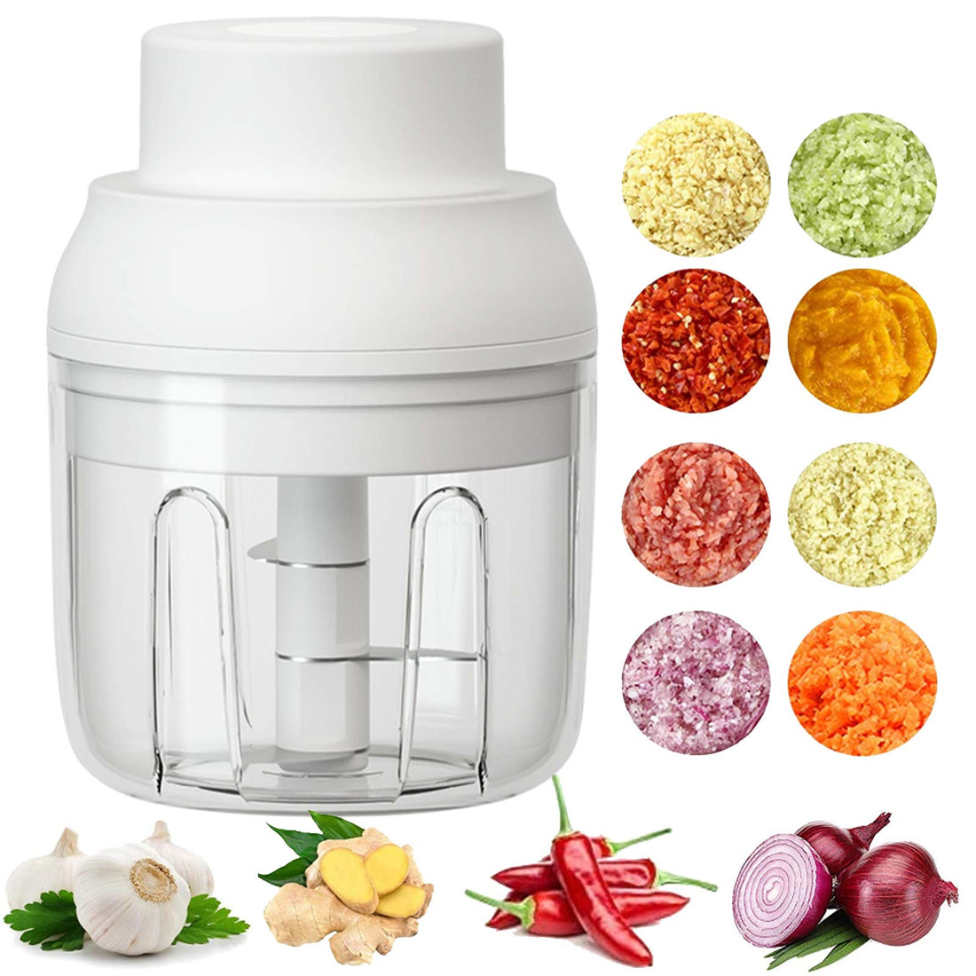 Electric Mini Food Chopper,250ML Portable Garlic Chopper with USB Charging Function, Mini Food Slicer for Onion Vegetables Chili Ginger Meat Nuts Fruits Salad (Green),TCoU Recommendations from Amazon Products
