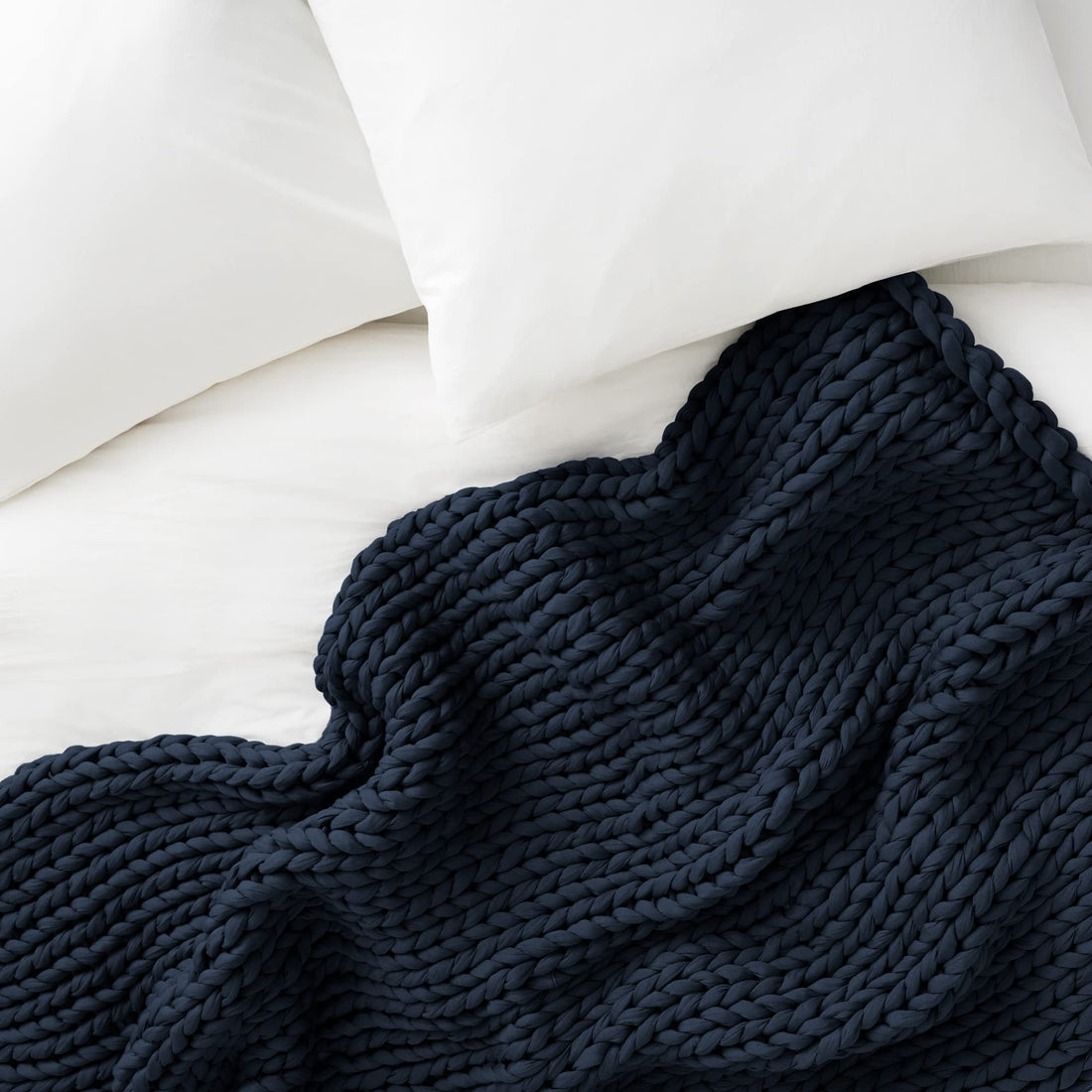 Weighted Blankets--Bearaby Cotton Hand-Knit Weighted Blankets for Adults - Chunky Knit Blanket - Sustainable, Breathable, Organic, Cooling Weighted Blanket - Machine Washable (Midnight Blue, 15 lbs, 40"x72"), TCoU Recommendations from Amazon Products