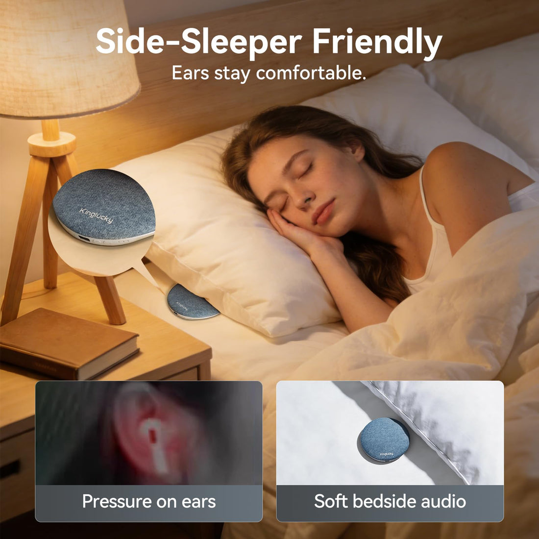 Pillow Speaker for Sleeping, wireless, no ear pods needed, Bluetooth , Under Pillow with Built-in Sound Machine for Sleeping, White & Pink Noise Sound, made by Kinglucky--TCoU Recommendations from Amazon Products