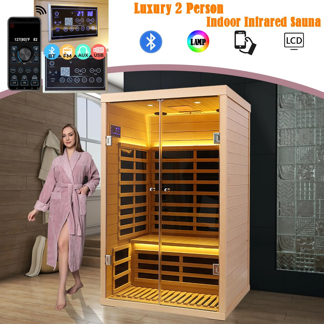 Home Sauna--Smart APP Control 2-3 Person Ultra Low EMF (0-5mG) Far Infrared Sauna for Home, 1520W Hemlock Wood Sauna Room with Bluetooth Speaker & Chromotherapy Lights, LCD Touch Panel, Constant Temperature Cover-TCoU Recommendations from Amazon Products