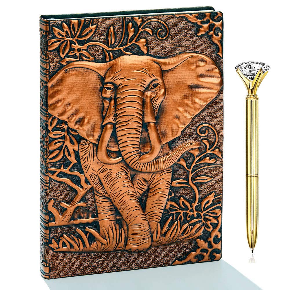 Journal Writing Embossed Leather Notebook - Antique Handmade Leather Daily Notepad Sketchbook, Travel Diary & Notebooks to Write in, Phoenix Gift For Men & Women, with Golden Classic Pen, (Bronze), TCoU Recommendations from Amazon Products