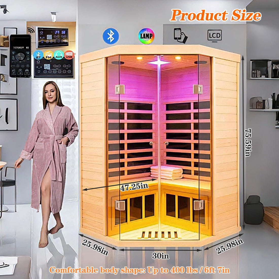 Home Sauna--Smart APP Control 2-3 Person Ultra Low EMF (0-5mG) Far Infrared Sauna for Home, 1520W Hemlock Wood Sauna Room with Bluetooth Speaker & Chromotherapy Lights, LCD Touch Panel, Constant Temperature Cover-TCoU Recommendations from Amazon Products