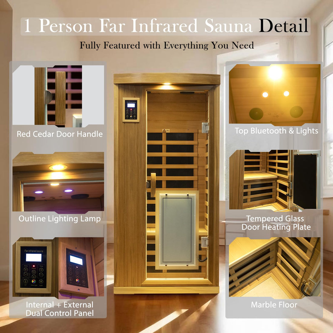 Home Sauna--Smart APP Control 2-3 Person Ultra Low EMF (0-5mG) Far Infrared Sauna for Home, 1520W Hemlock Wood Sauna Room with Bluetooth Speaker & Chromotherapy Lights, LCD Touch Panel, Constant Temperature Cover-TCoU Recommendations from Amazon Products