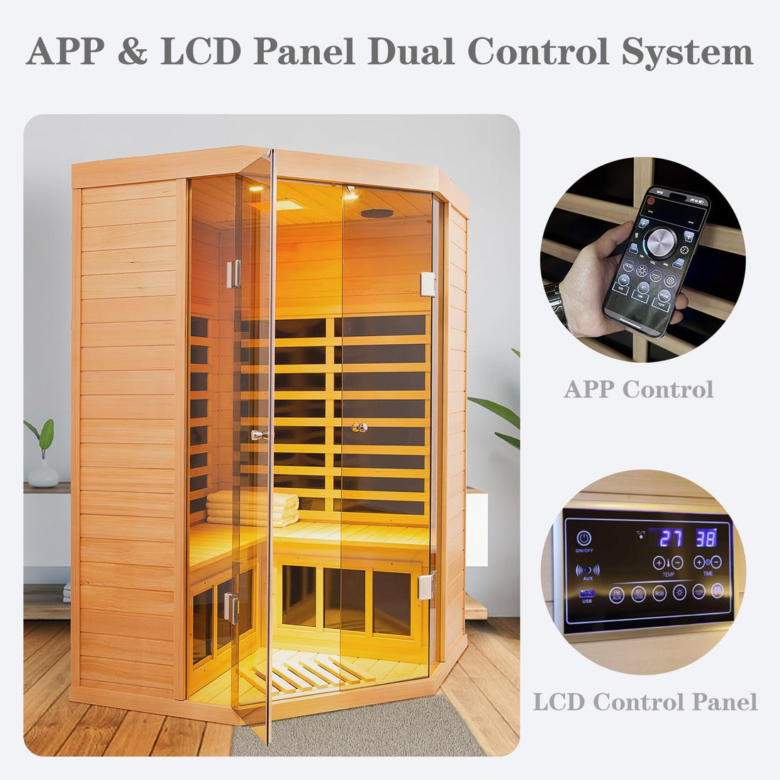 Home Sauna--Smart APP Control 2-3 Person Ultra Low EMF (0-5mG) Far Infrared Sauna for Home, 1520W Hemlock Wood Sauna Room with Bluetooth Speaker & Chromotherapy Lights, LCD Touch Panel, Constant Temperature Cover-TCoU Recommendations from Amazon Products