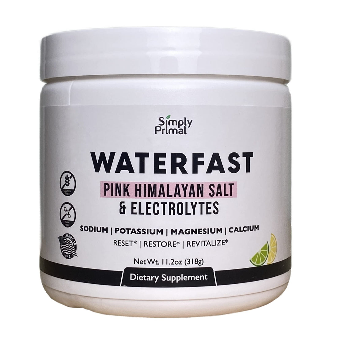 WATERFAST Keto Electrolyte Powder for Fasting and Hydration - Lemon Lime Flavor | Pink Himalayan Salt (Sodium), Potassium, Magnesium, Calcium | Sugar Free, Gluten Free, Soy Free, TCoU Recommendations from Amazon Products