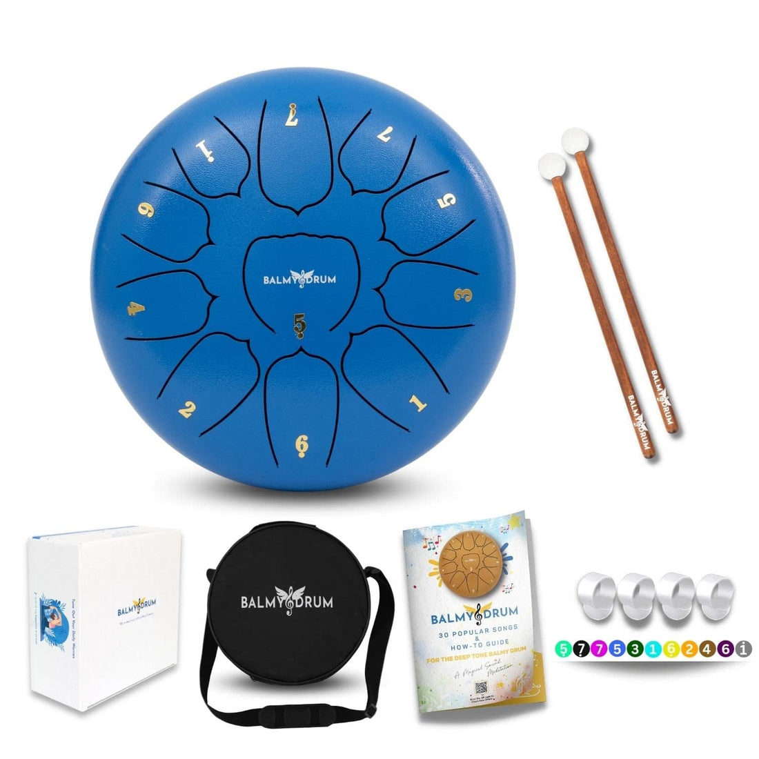 The Balmy Drum - 15 Note 14 Inch Steel Tongue Drum, Steel Drum Instrument, Drums For Children and Adults, Balmy Drum Set for Kids with Music Book, Handpan, Mallet and Carry Bag (Blue), TCoU Recommendations from Amazon Products