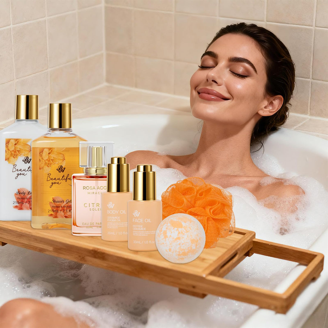 Gift Basket --35 Pcs Mothers Day - Gifts for Mom, Honey & Almond Bath & Body Gift Basket for Women, Face Skin Care Kit, Home Spa Basket Gift Set, Self-Care Gift Kit, Necklace, Birthday, Anniversary, Wife, TCoU Recommendations from Amazon Products