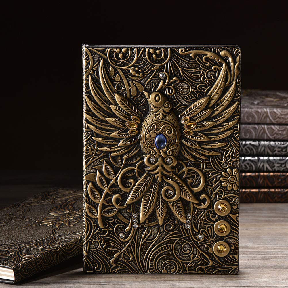 Journal Writing Embossed Leather Notebook - Antique Handmade Leather Daily Notepad Sketchbook, Travel Diary & Notebooks to Write in, Phoenix Gift For Men & Women, with Golden Classic Pen, (Bronze), TCoU Recommendations from Amazon Products