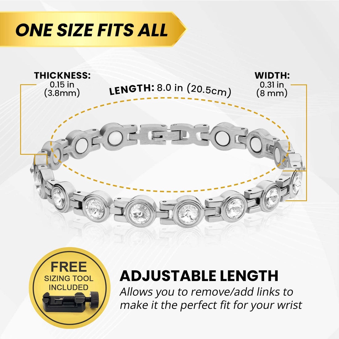 MagnetRX® Magnetic Bracelets for Women — Premium Four Leaf Clover Bracelet with Crystals and Ultra Strength Magnets — Adjustable Length with Included Sizing Tool (Gold), TCoU Recommendations from Amazon Products