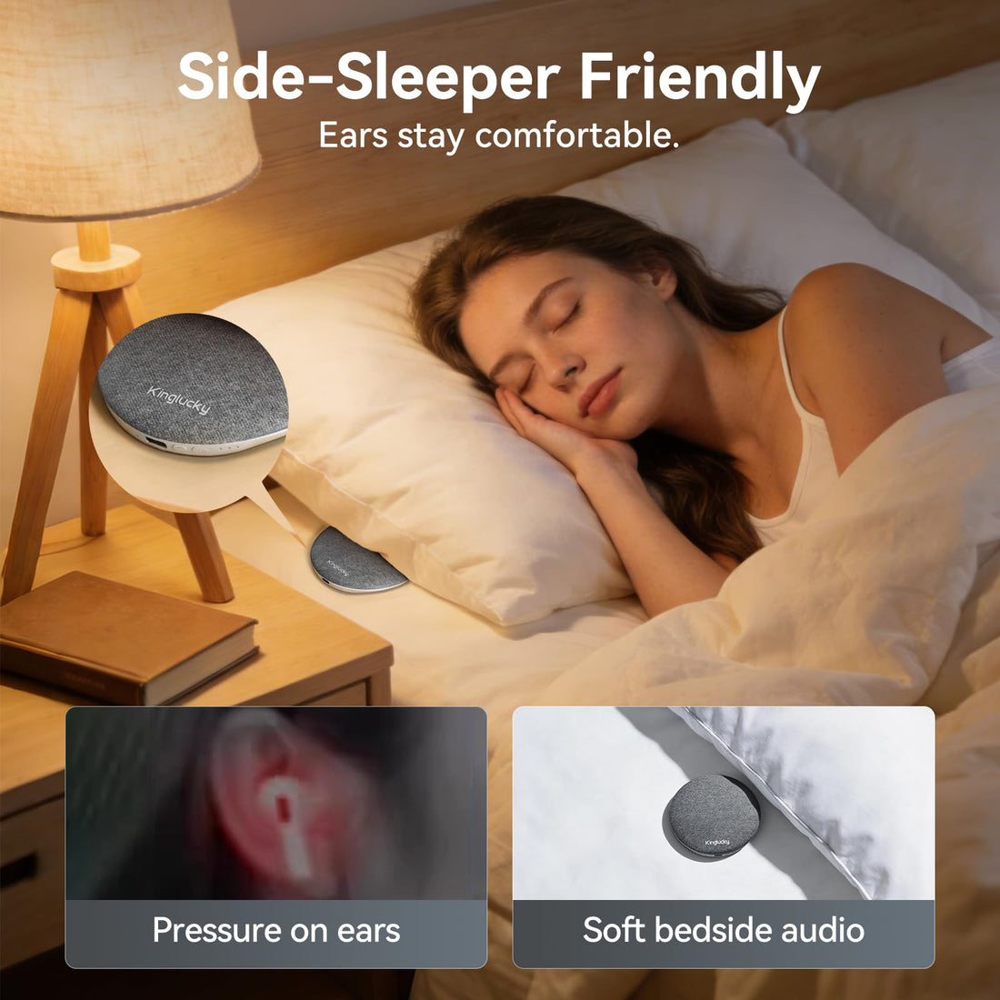 Pillow Speaker for Sleeping, wireless, no ear pods needed, Bluetooth , Under Pillow with Built-in Sound Machine for Sleeping, White & Pink Noise Sound, made by Kinglucky--TCoU Recommendations from Amazon Products